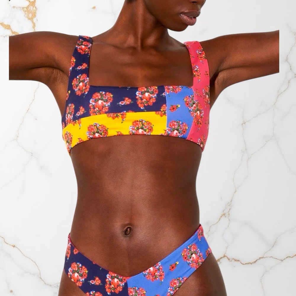 Mara Hoffman Quilt Pattern Geometric Bikini Top Size XS New
